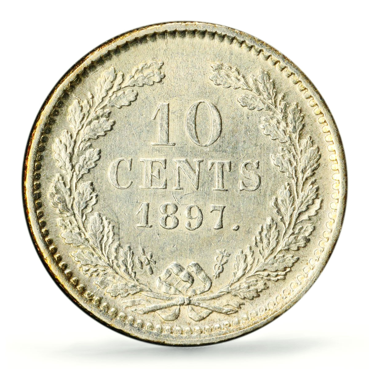 Netherlands 10 cents Regular Coinage Child Wilhelmina MS62 PCGS silver coin 1897