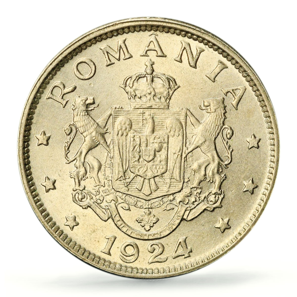Romania 2 lei Ferdinand I Coinage Brussels Mint KM-47 MS65 PCGS CuNi coin 1924