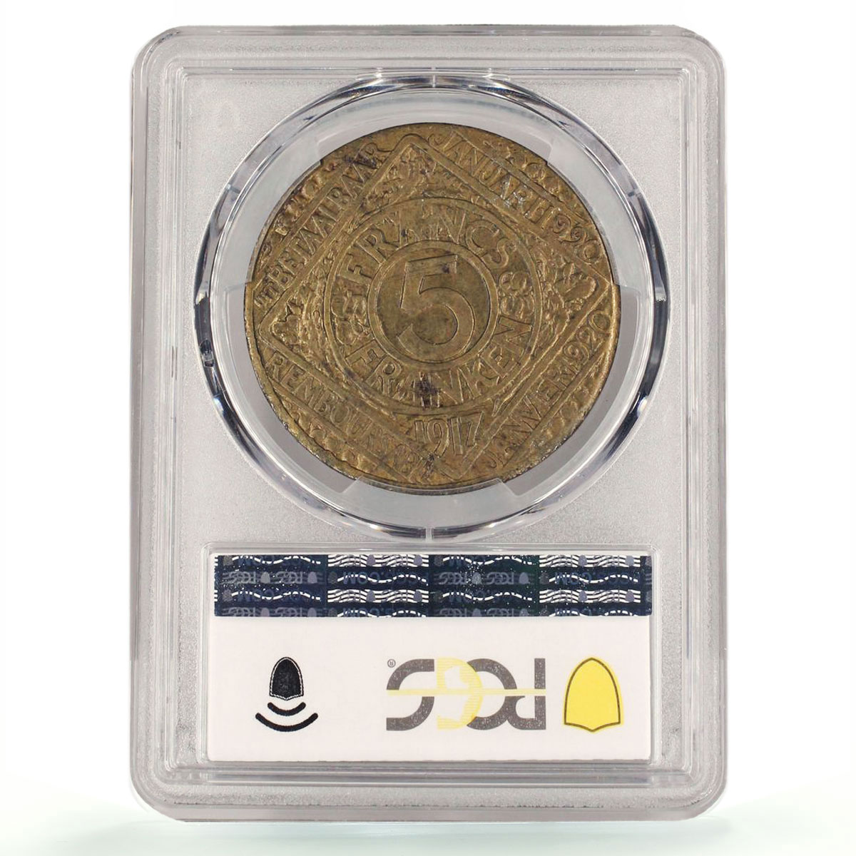 Belgium Ghent 5 franken German Occupation Coinage KM-Tn6 MS63 PCGS coin 1917