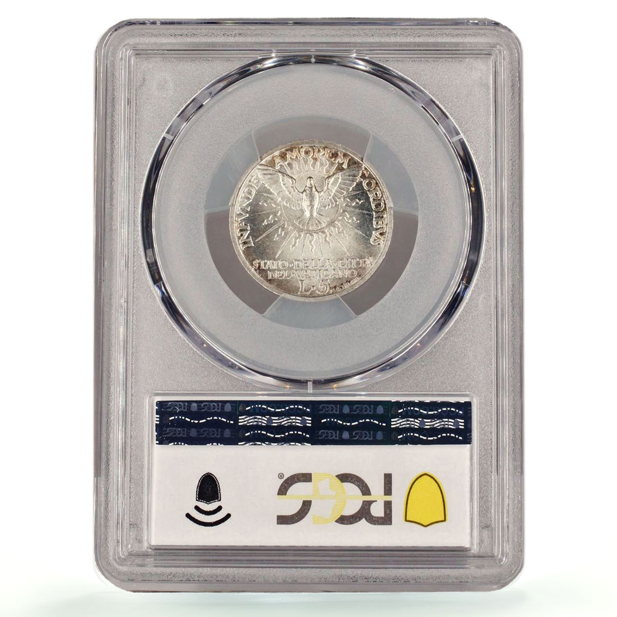Italy Vatican 5 lire Sede Vacante Dove Bird Sun KM-20 MS67 PCGS silver coin 1939