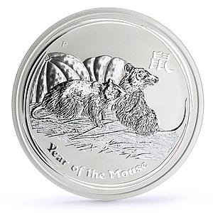 Australia 8 dollars Lunar Calendar II Year of the Mouse 5 oz silver coin 2008