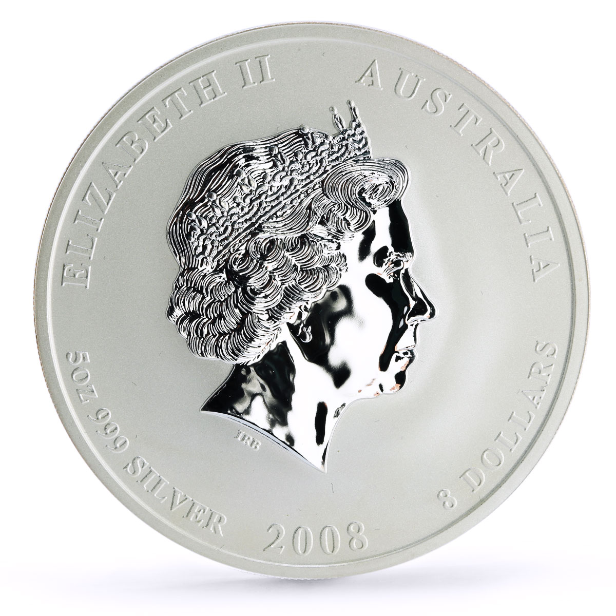 Australia 8 dollars Lunar Calendar II Year of the Mouse 5 oz silver coin 2008