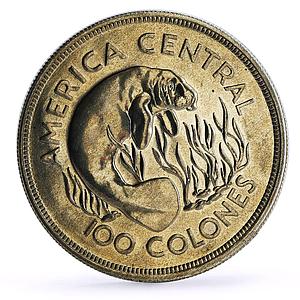 Costa Rica 100 colones Conservation Wildlife Manatee Fauna silver coin 1974