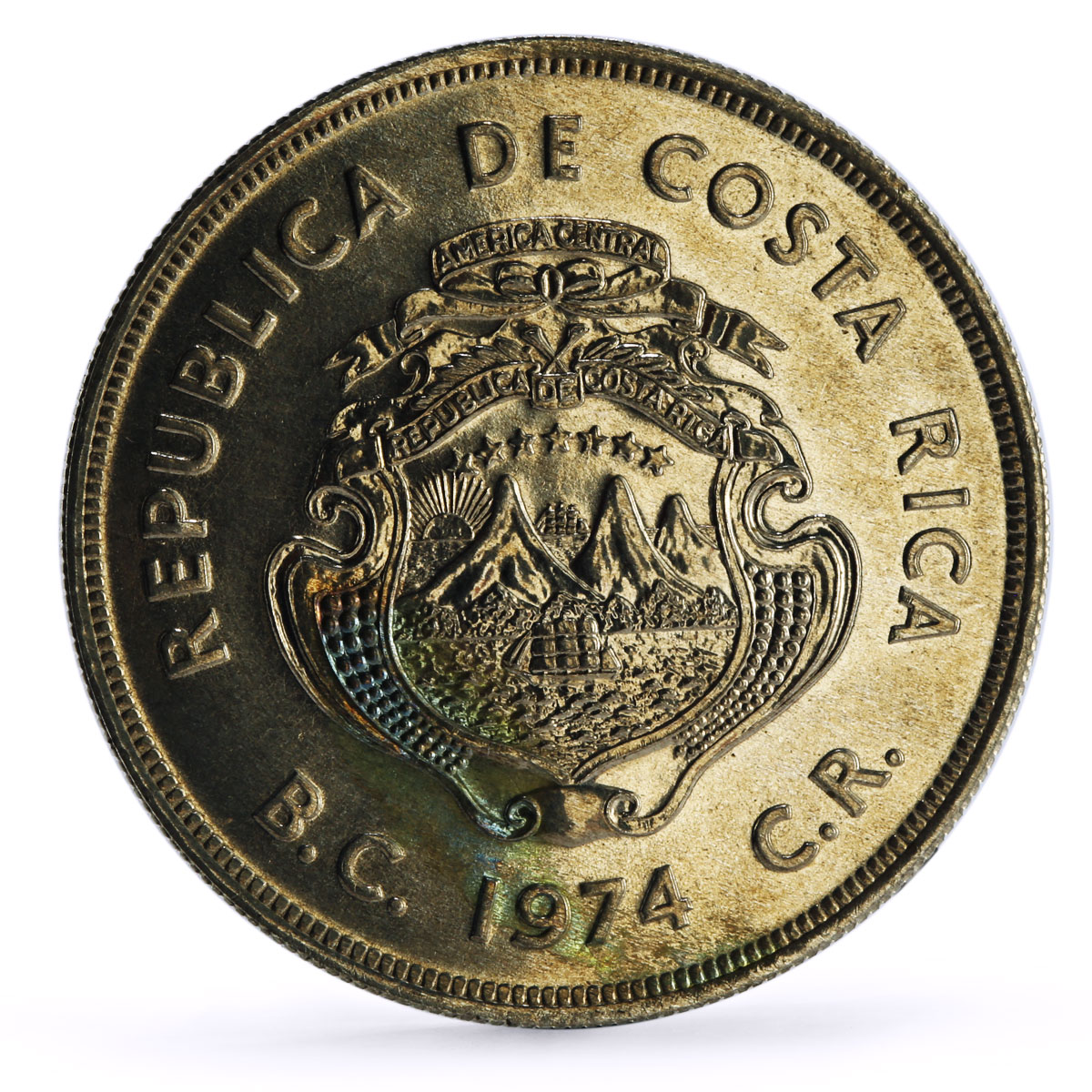 Costa Rica 100 colones Conservation Wildlife Manatee Fauna silver coin 1974
