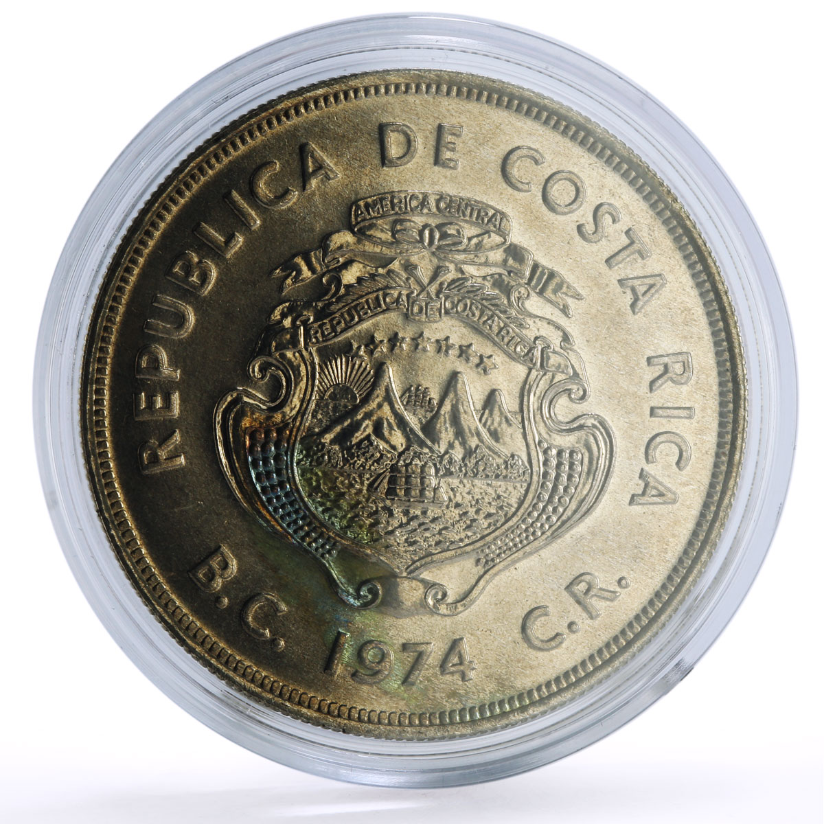 Costa Rica 100 colones Conservation Wildlife Manatee Fauna silver coin 1974