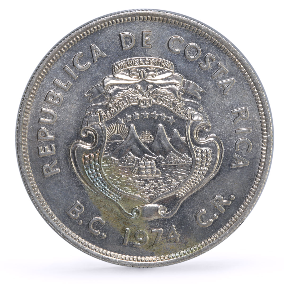 Costa Rica 100 colones Conservation Wildlife Manatee Fauna silver coin 1974