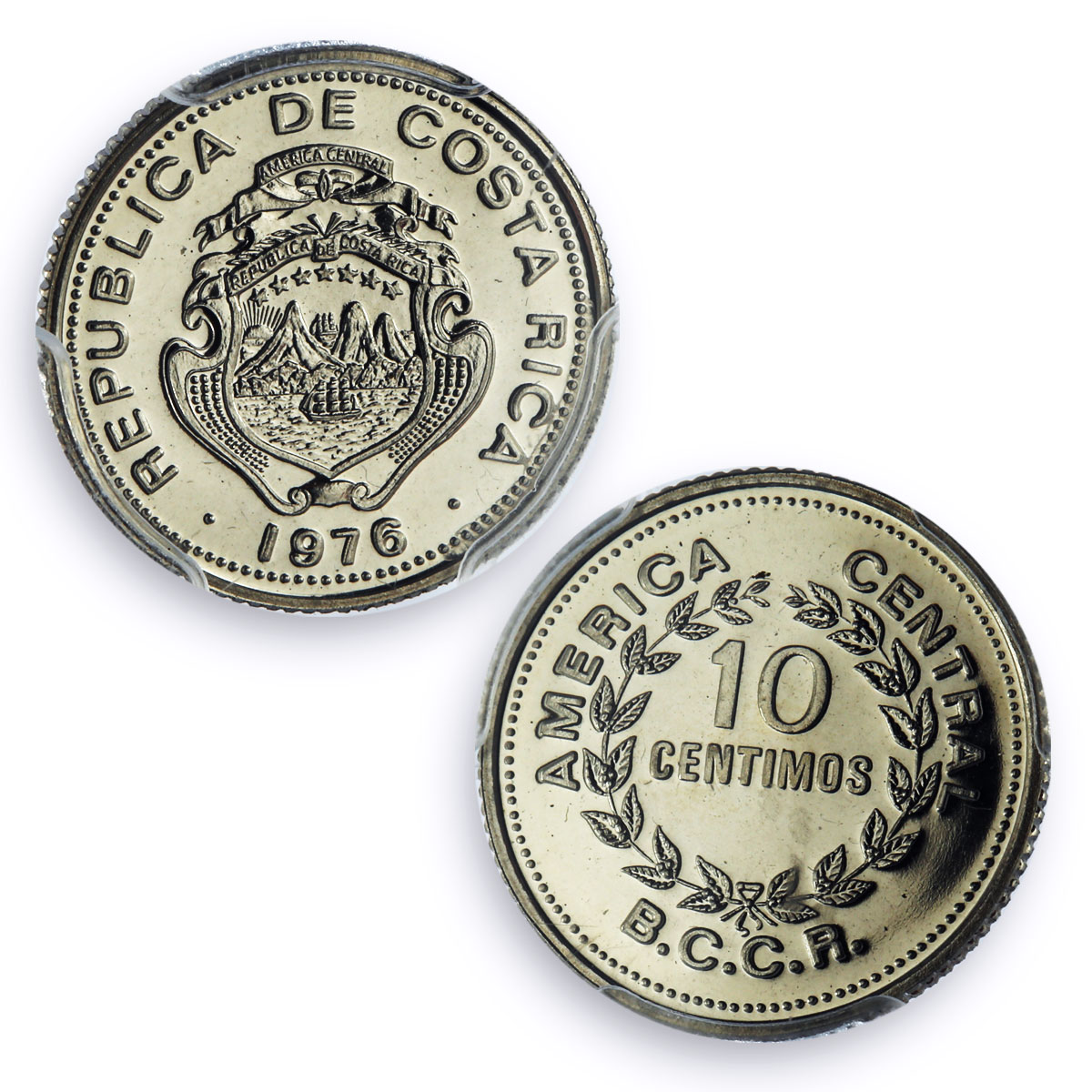 Costa Rica 10 centimos Regular Coinage BCCR KM-185.2 PR69 PCGS CuNi coin 1976