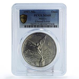 Mexico 1 onza Libertad Angel of Independence MS68 PCGS silver coin 1997