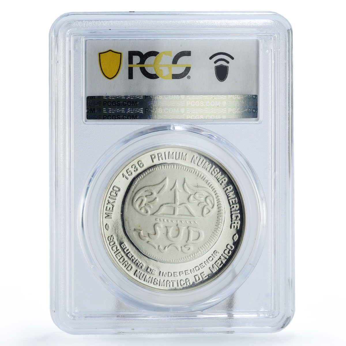 Mexico Numismatic Society Morelos SUD 8 Reales SP68 PCGS silver medal 1975