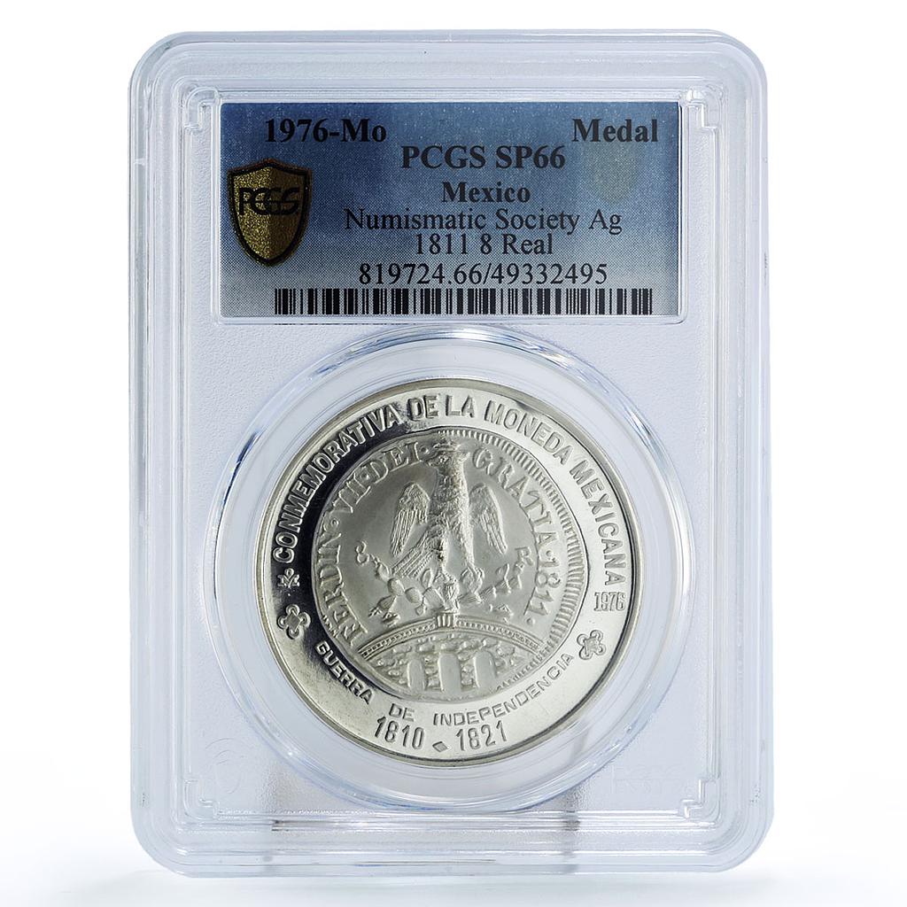 Mexico Numismatic Society Lopez Rayon 8 Reales SP66 PCGS silver medal 1976