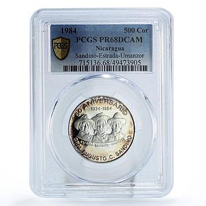 Nicaragua 500 cordobas Sandino Estrada Umanzor KM-70 PR68 PCGS silver coin 1984