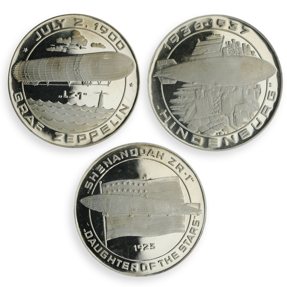 Germany set 3 medal First Official Zeppelin Commemoratives 1975/1976