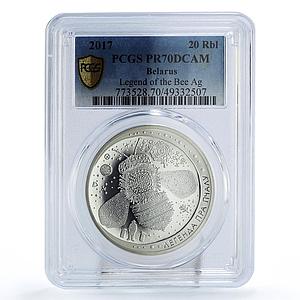 Belarus 20 roubles Folk Tales Bee Legend Literature PR70 PCGS silver coin 2017