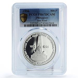 Philippines 500 piso Jose Rizal Monument Politics PR67 PCGS silver coin 1996