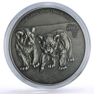 Congo 1000 francs African Ounce Wildlife Baby Lions Cubs Fauna silver coin 2012