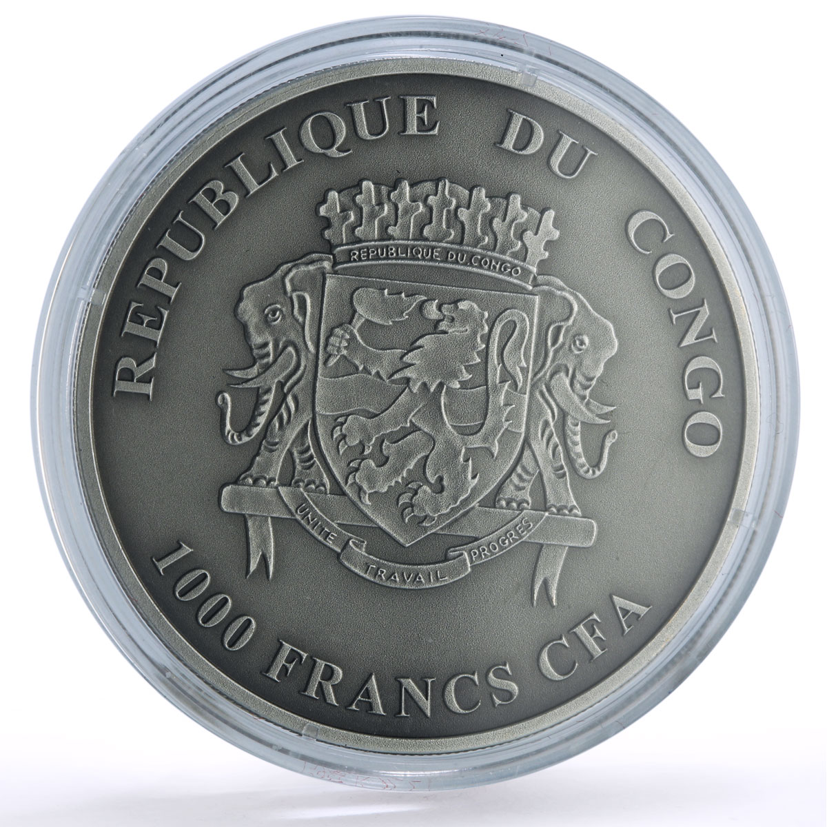 Congo 1000 francs African Ounce Wildlife Okapi Giraffe Fauna silver coin 2015