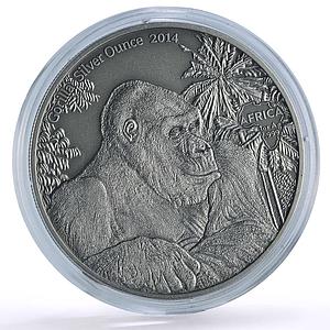 Congo 1000 francs African Ounce Wildlife Gorilla Monkey Fauna silver coin 2014