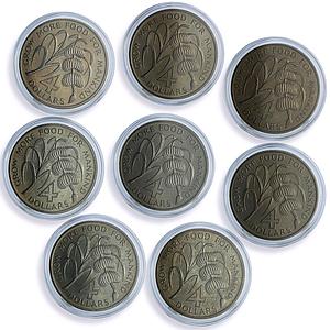 East Caribbean States 4 dollars x 8 Set FAO World Food Day CuNi coins 1970