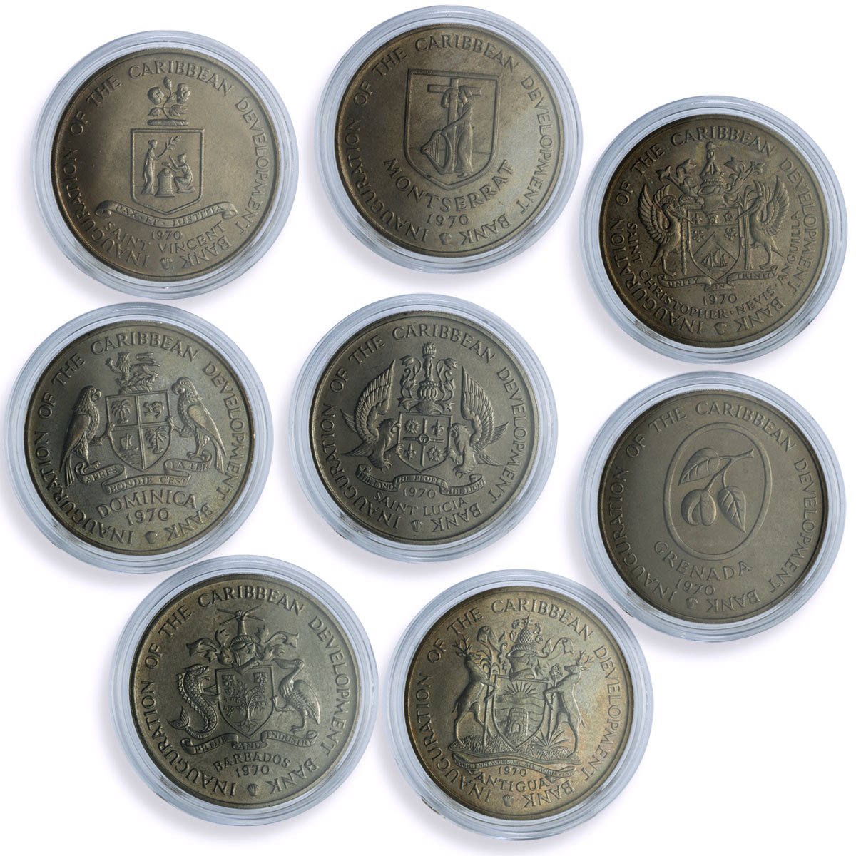 East Caribbean States 4 dollars x 8 Set FAO World Food Day CuNi coins 1970