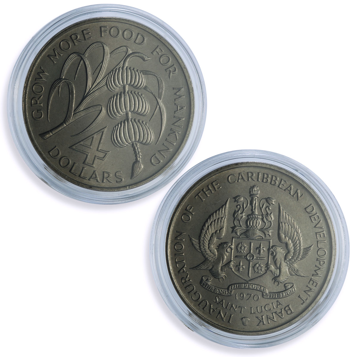 East Caribbean States 4 dollars x 8 Set FAO World Food Day CuNi coins 1970