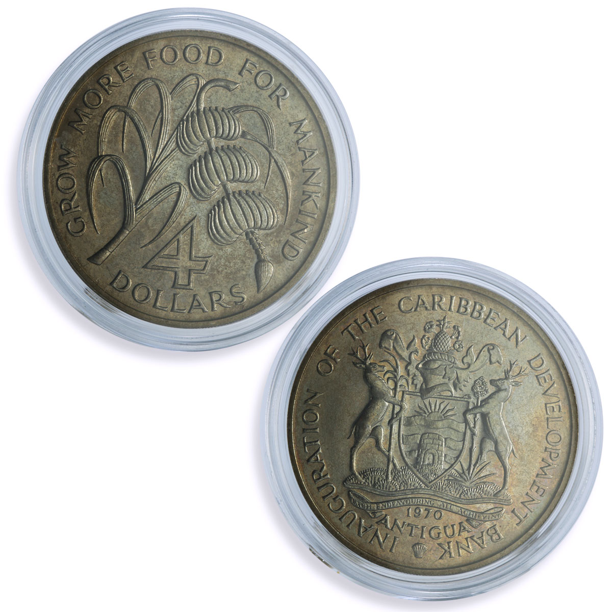 East Caribbean States 4 dollars x 8 Set FAO World Food Day CuNi coins 1970