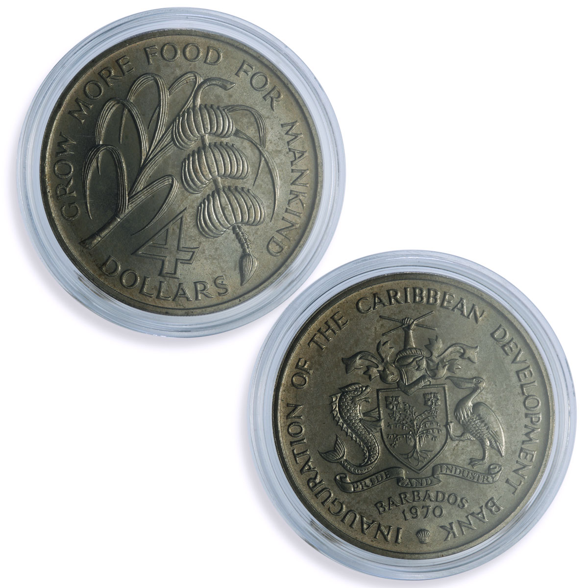 East Caribbean States 4 dollars x 8 Set FAO World Food Day CuNi coins 1970
