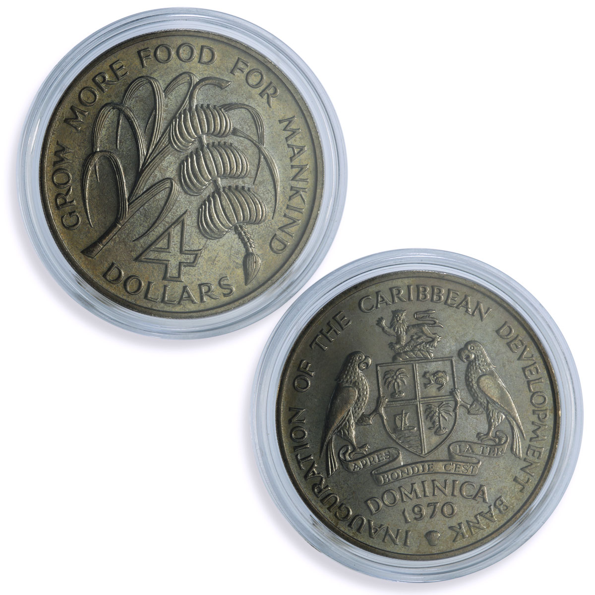 East Caribbean States 4 dollars x 8 Set FAO World Food Day CuNi coins 1970
