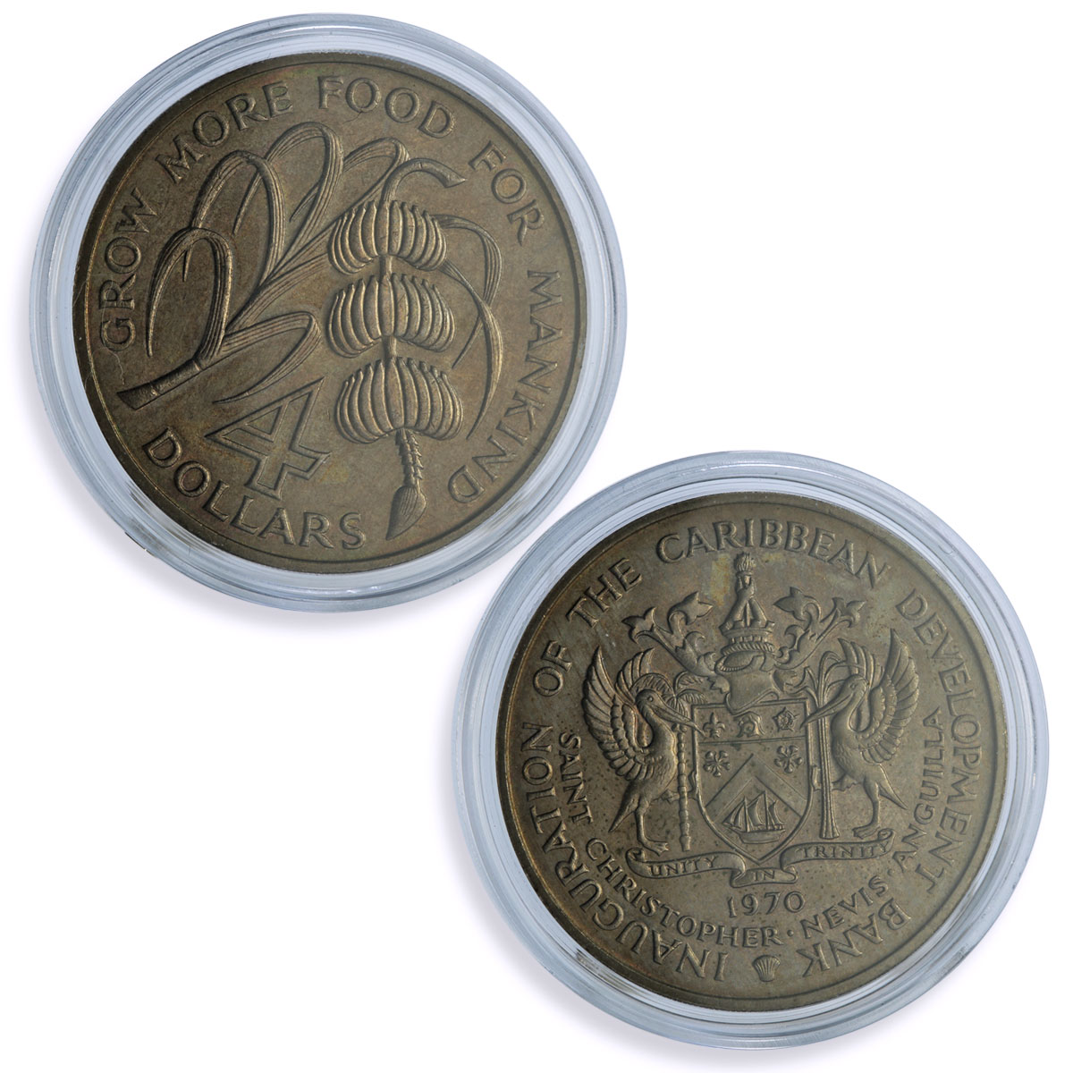 East Caribbean States 4 dollars x 8 Set FAO World Food Day CuNi coins 1970