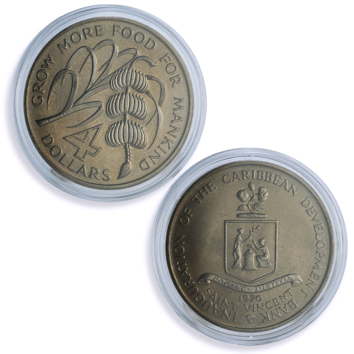 East Caribbean States 4 dollars x 8 Set FAO World Food Day CuNi coins 1970