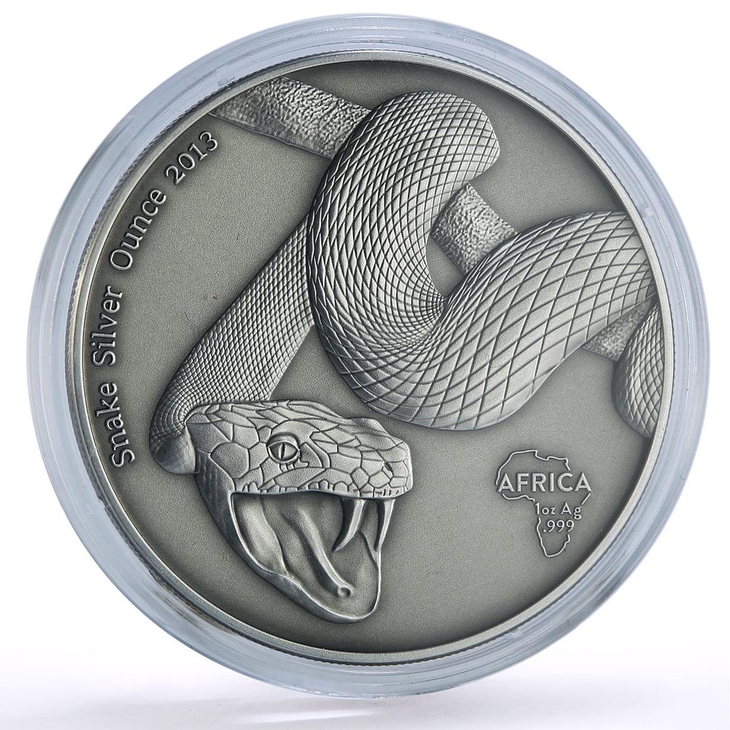 Gabon 1000 francs African Ounce Wildlife Snake Fauna silver coin 2013