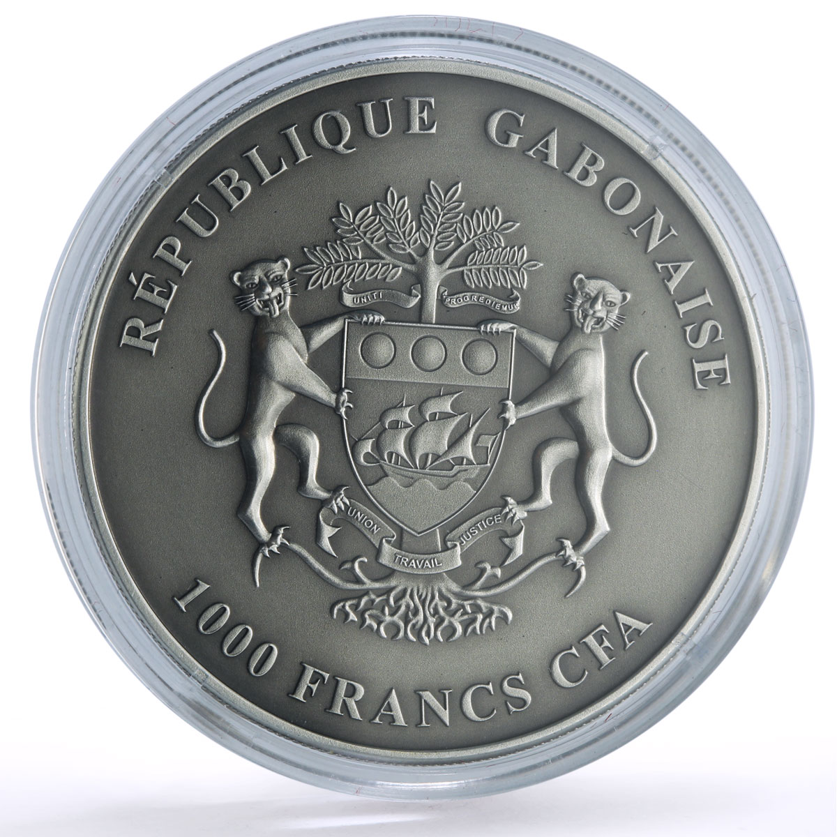 Gabon 1000 francs African Ounce Wildlife Buffalo Bull Fauna silver coin 2015
