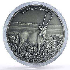 Ghana 5 cedis African Ounce Wildlife Oryx Gazelle Fauna silver coin 2018