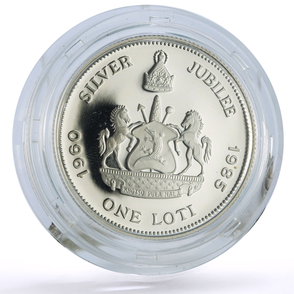 Lesotho 1 loti King Moshoeshoe II Jubilee Politics proof silver coin 1985