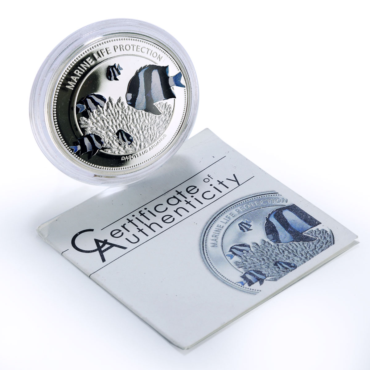 Palau 5 dollars Marine Life Protection Damselfish Fauna proof silver coin 2015