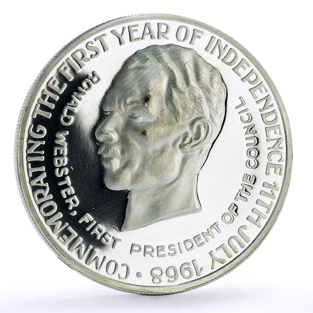 Anguilla 25 dollars Independence President Ronald Webster proof silver coin 1968