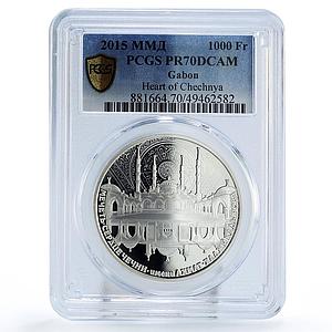 Gabon 1000 francs Islam Chechnya Heart Mosque Kadyrov PR70 PCGS silver coin 2015