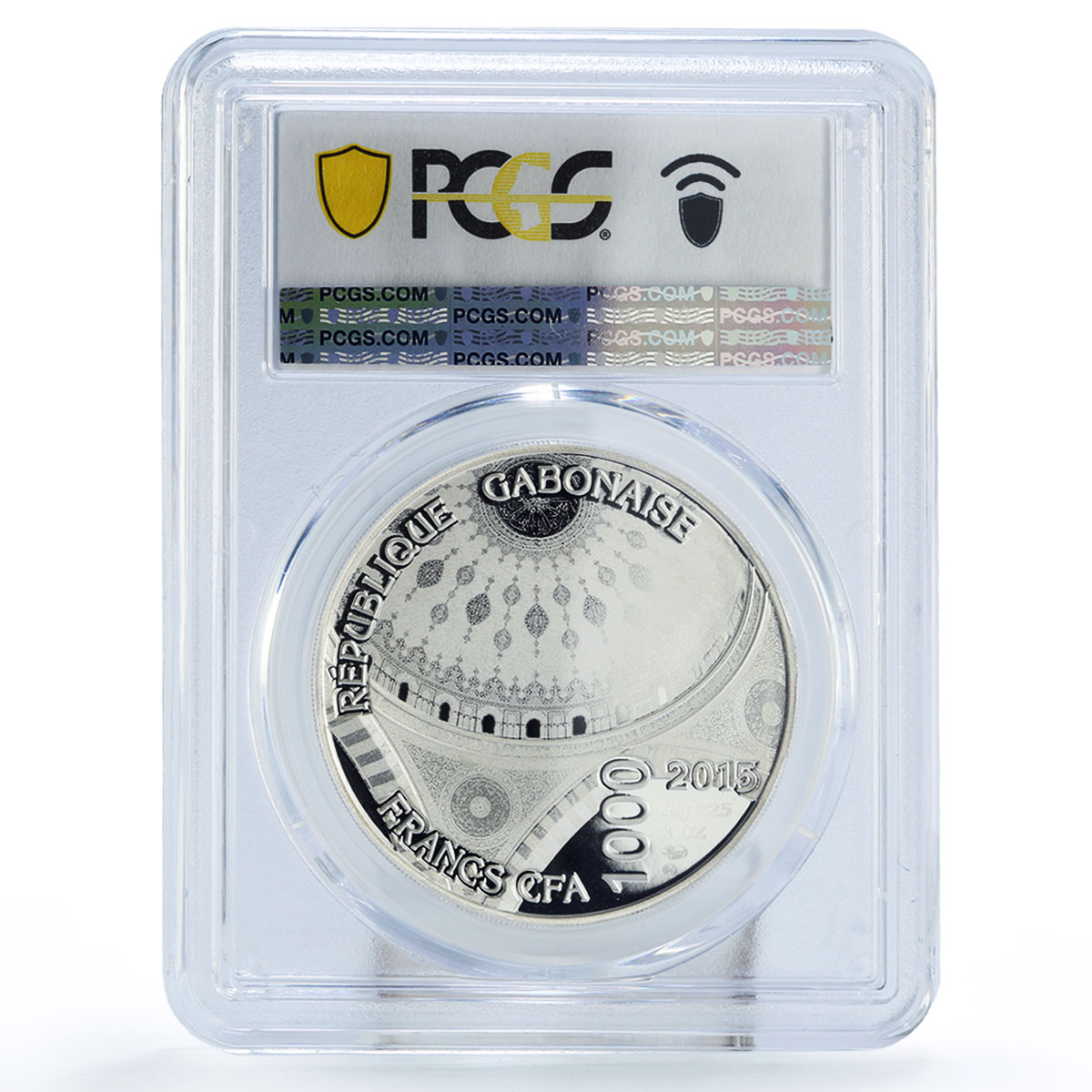 Gabon 1000 francs Islam Chechnya Heart Mosque Kadyrov PR70 PCGS silver coin 2015