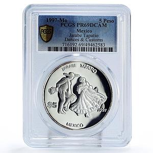Mexico 5 pesos Ibero-American Dances Jarabe Tapatio PR69 PCGS silver coin 1997
