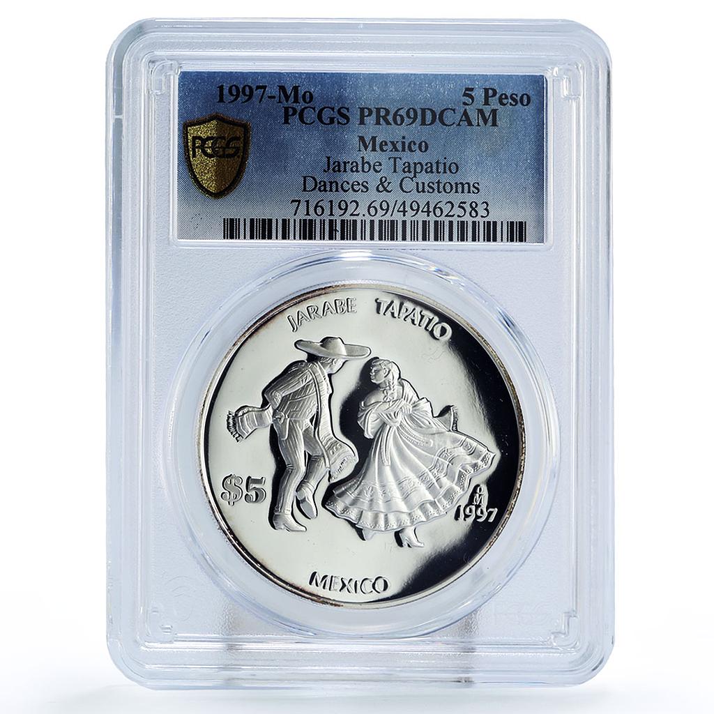 Mexico 5 pesos Ibero-American Dances Jarabe Tapatio PR69 PCGS silver coin 1997