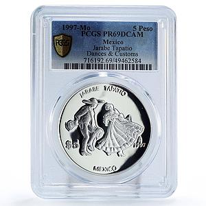 Mexico 5 pesos Ibero-American Dances Jarabe Tapatio PR69 PCGS silver coin 1997