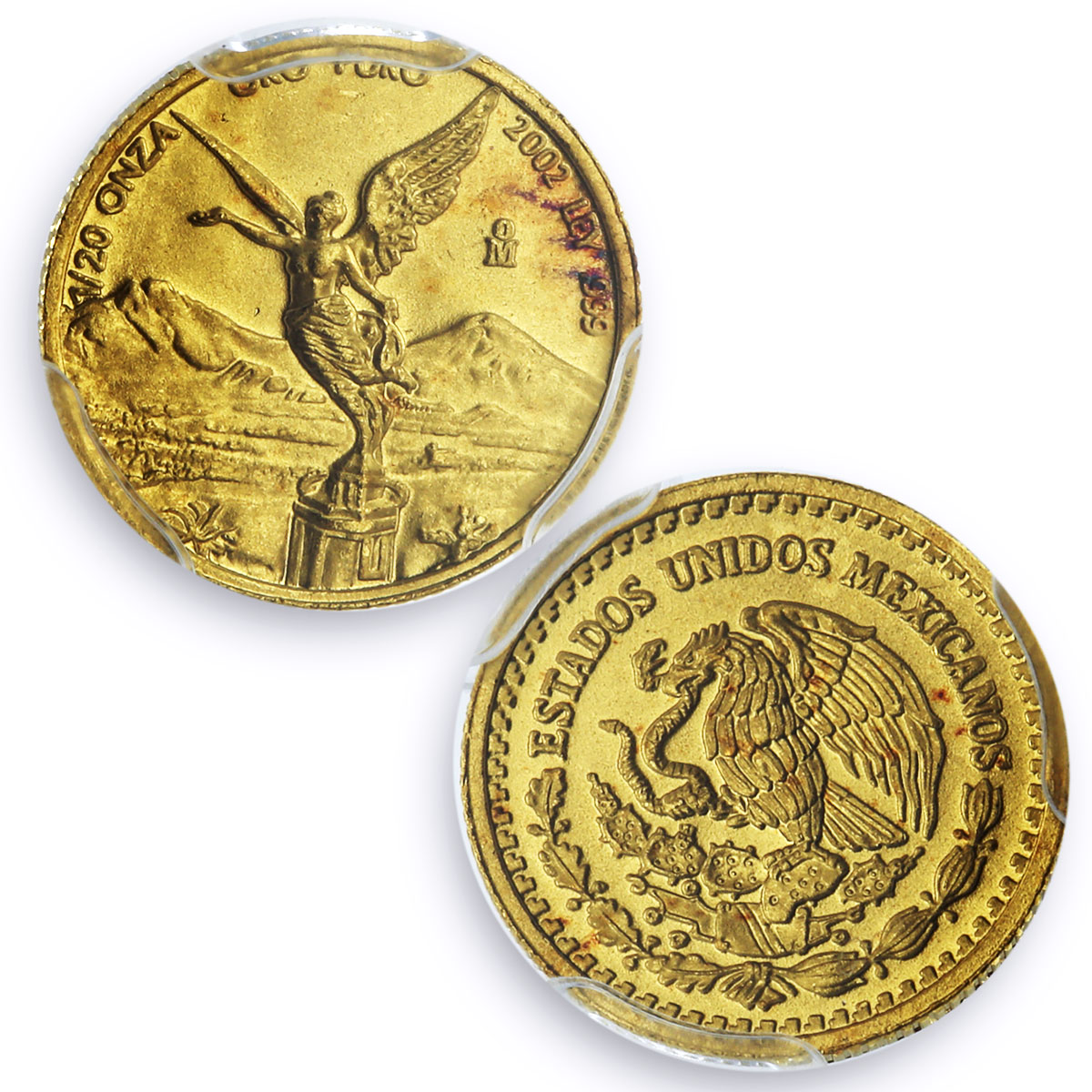 Mexico 1/20 onza Libertad Angel of Independence MS66 PCGS gold coin 2002