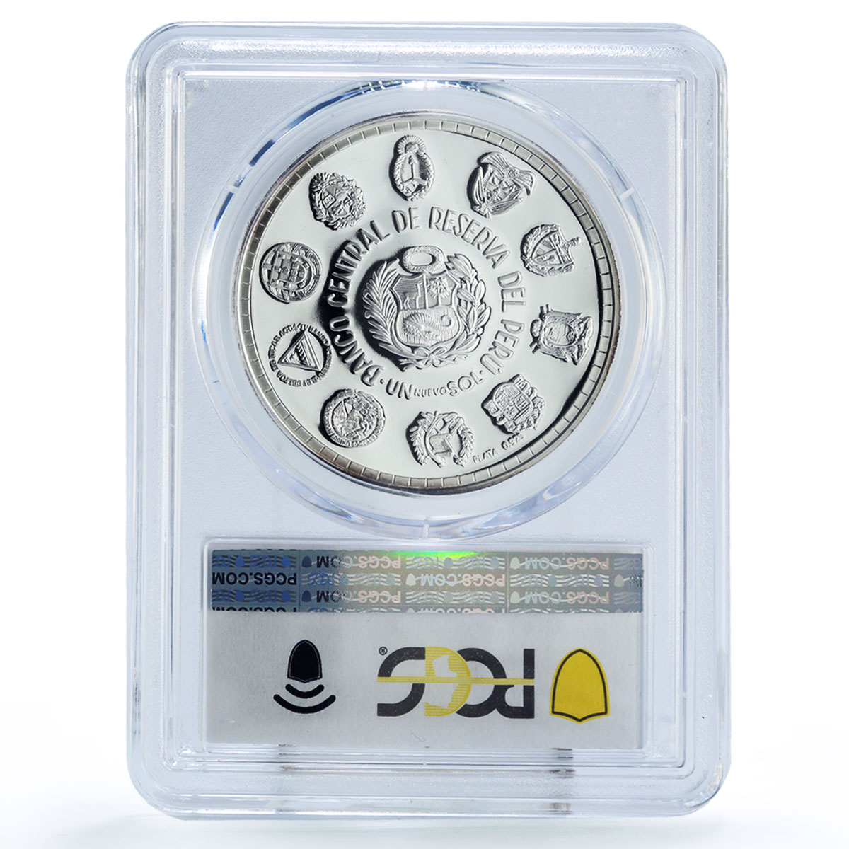 Peru sol Two Worlds Encounter Vicuna Monkey Crocodile PR69 PCGS silver coin 1994