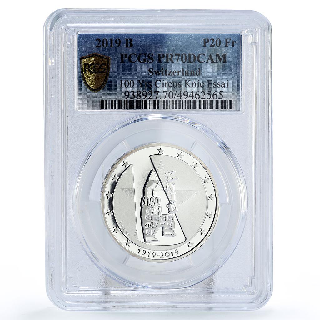 Switzerland 20 francs Knie Circus PATTERN TRIAL ESSAI PR70 PCGS silver coin 2019