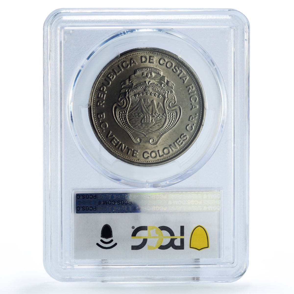 Costa Rica 20 colones Central Bank 25th Anniversary MS64 PCGS nickel coin 1975
