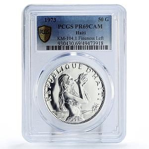 Haiti 50 gourdes Woman on the Beach Fineness Left PR69 PCGS silver coin 1973