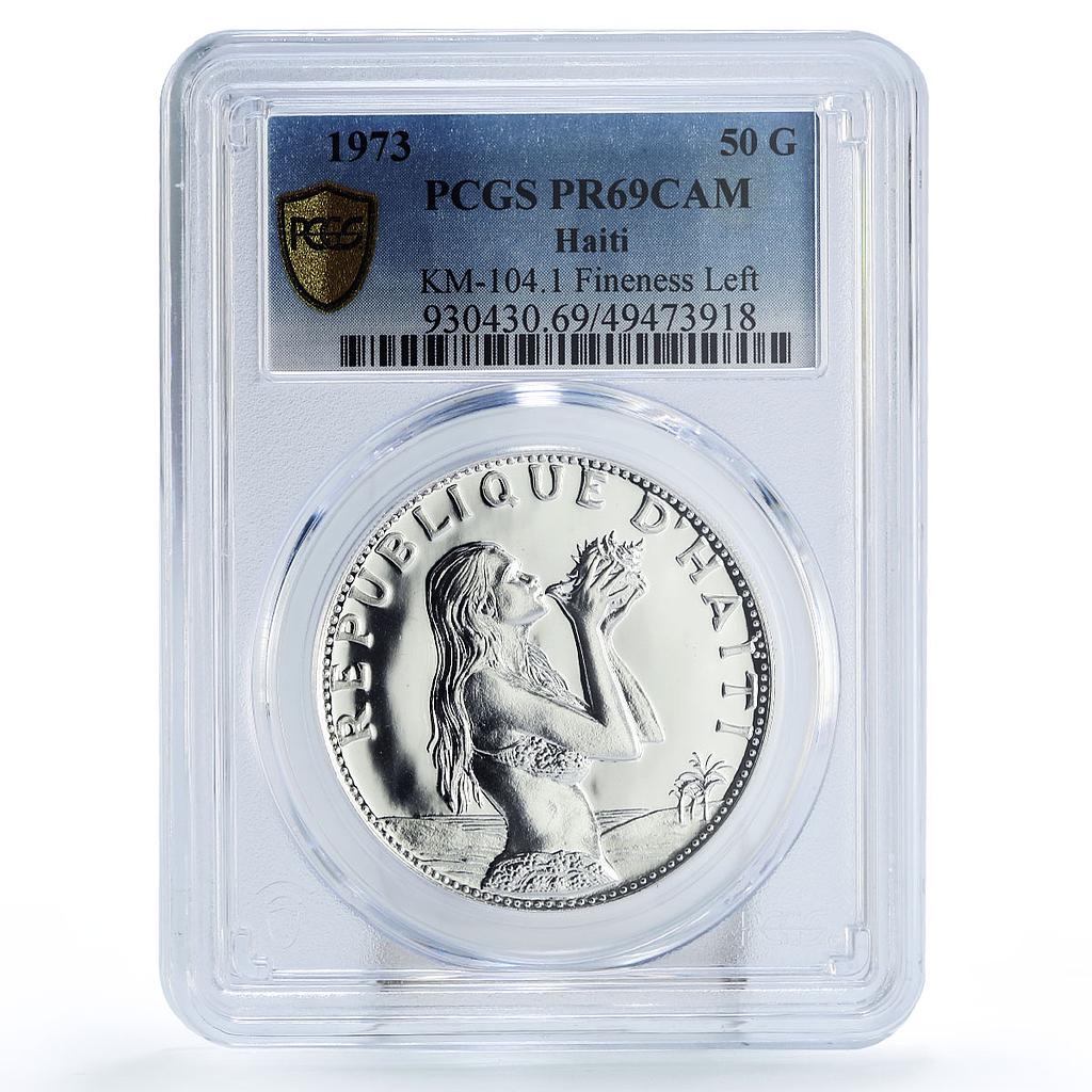 Haiti 50 gourdes Woman on the Beach Fineness Left PR69 PCGS silver coin 1973
