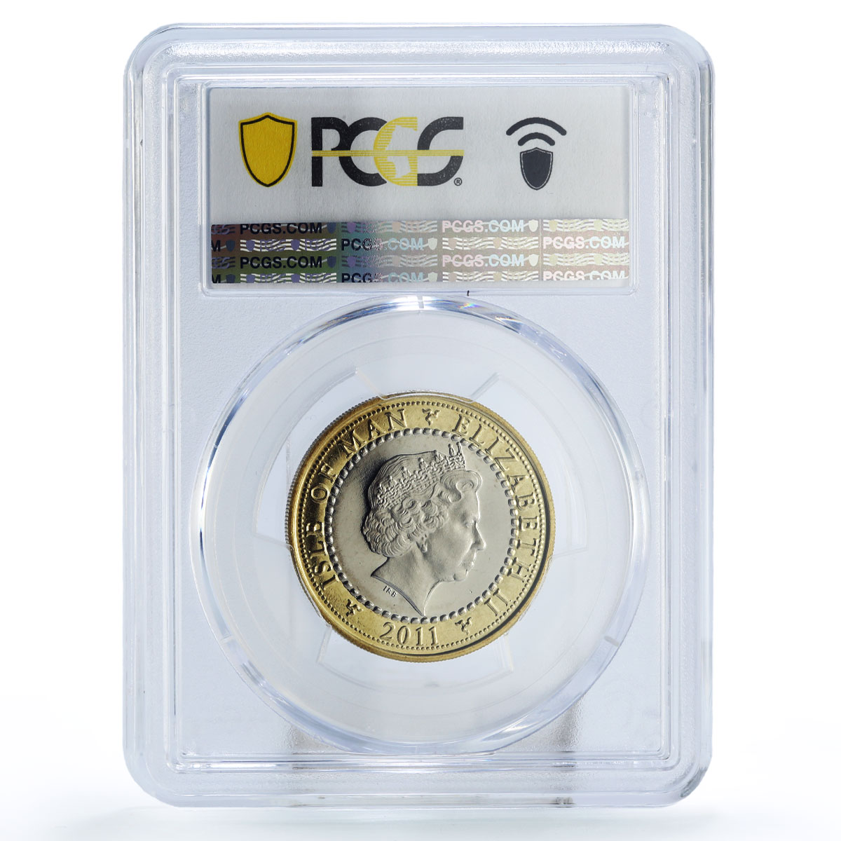 Isle of Man 2 pounds Youth Games Cat Tosha KM-1476 MS67 PCGS bimetal coin 2011