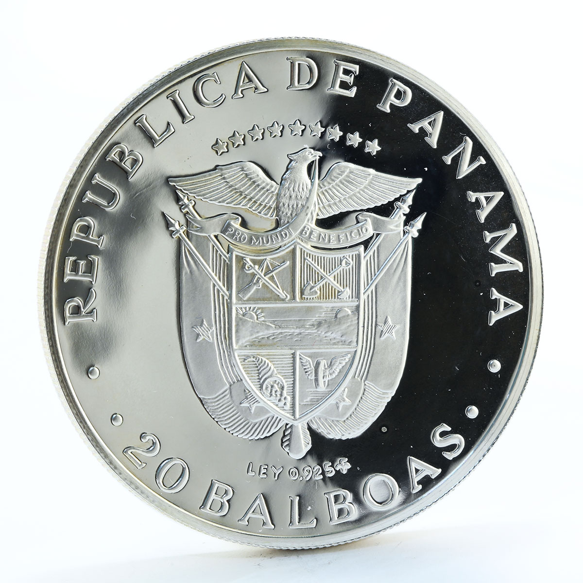 Panama 20 balboas Vasco Nunez de Balboa silver coin 1977
