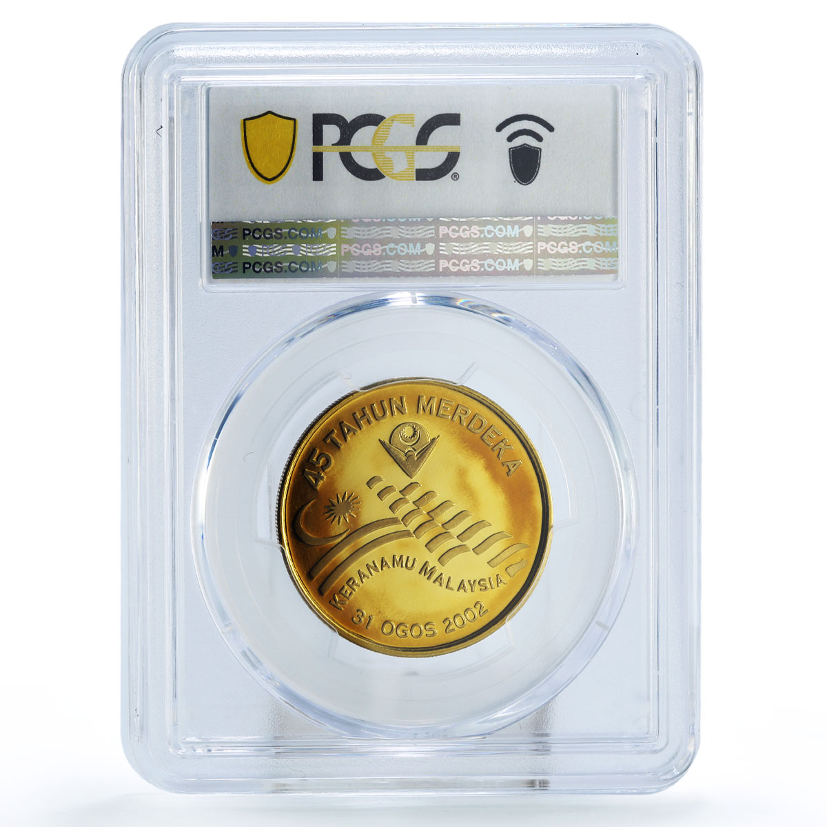 Malaysia 1 ringgit 45th National Day Railway Train PR68 PCGS copper coin 2002