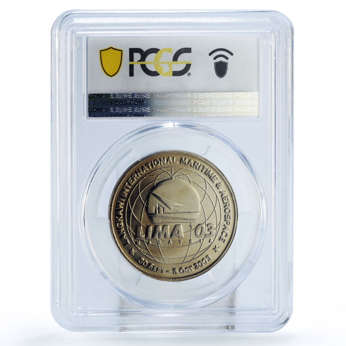 Malaysia 1 ringgit LIMA Maritime Aerospace Plane Ship MS67 PCGS CuNi coin 2003
